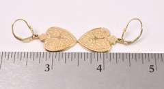 Lovely Heart Earrings In 14K Yellow Gold