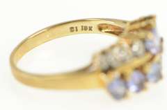 10K Yellow Gold Marquise Tanzanite Diamond Squared Band Ring
