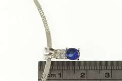 18K White Gold Vintage Syn. Sapphire CZ Accent Collar Necklace
