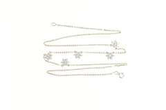 14K White Gold Flower Cluster Floral Chain Link CZ Necklace