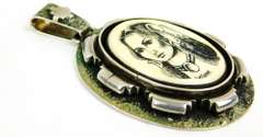 Large Signed Native American Sterling Scrimshaw Pendant