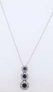 Favorite White Gold 3 Stone Sapphire and Diamond Pendant on Chain