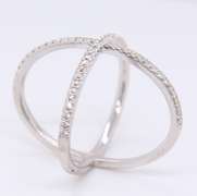 Attractive White Gold Diamond X Ring