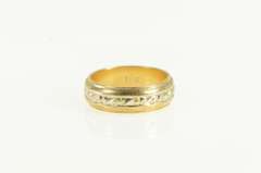 14K Yellow Gold 1950's 5.9mm Two Tone Pattern Wedding Band Ring