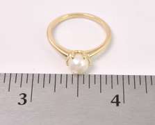 Elegant Pearl Ring In 14K Yellow Gold