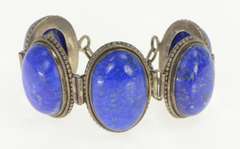 Sterling Silver Oval Lapis Lazuli Cabochon Southwestern Bracelet
