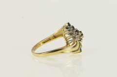 14K Yellow Gold Sapphire Wave Diamond Cluster Vintage Bypass Ring