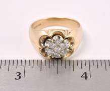 Charming Men's Diamond Ring In 14K Yellow Gold