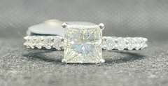 PLATINUM PRINCESS CUT DIAMOND PAVÉ ENGAGEMENT