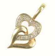 10K Yellow Gold Diamond Interlocking Heart Love Symbol Pendant