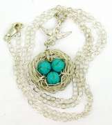 Sterling Bird & Nest Necklace
