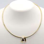 Dreamy 2 Tone Omega Chain with Slider Pendant Necklace