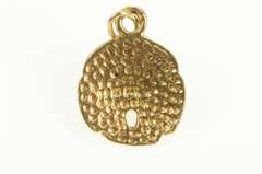 14K Yellow Gold Diamond Cut Sand Dollar Sea Shell Charm/Pendant
