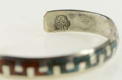 Sterling Silver Gilbert Ortega Southwestern Coral Turquoise Bracelet