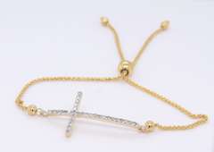 Dazzling Yellow Gold Diamond Cross Bracelet