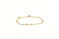 14K Yellow Gold Amethyst Topaz Citrine Triangle Link Chain Bracelet