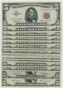 15 Crisp Upper end 1963 Series $5 Red Seal Notes