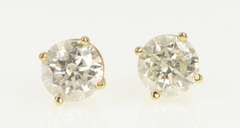14K Yellow Gold 1.75 Ctw Diamond Solitaire Classic Stud Earrings