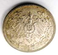 German 1916A 1/2 Mark Silver Coin