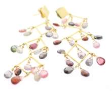Bright Polychromatic 18k Yellow Gold Spiinel Earrings