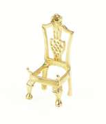 14K Yellow Gold 3D Ornate Dining Chair Seat Furniture Charm/Pendant