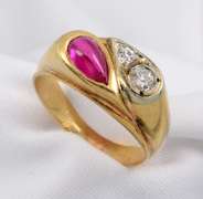 Vintage Man's Ring with Ruby & Diamond