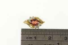 10K Yellow Gold Oval Garnet Diamond Cluster Accent Pendant