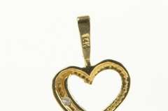 14K Yellow Gold Diamond Inset Heart Love Symbol Classic Pendant