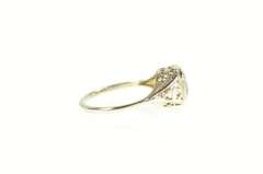 14K White Gold Art Deco Aquamarine Filigree Ornate Engagement Ring