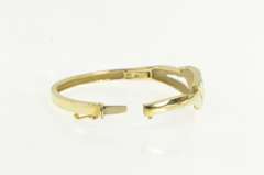 14K Yellow Gold Black Opal Inlay Triangle Bangle Statement Bracelet