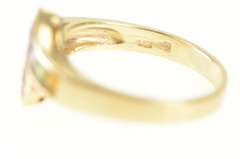 14K Yellow Gold Brazil Mix Princess Rainbow Bypass Band Ring