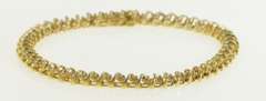 14K Yellow Gold 0.92 Ctw Diamond Classic Vintage Tennis Bracelet