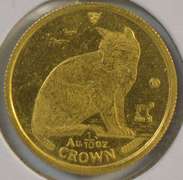 Prooflike 1990 Isle of Man Gold Crown Cat 1/10th oz pure