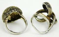 2 Ornate Sterling Silver Marcasite Rings, 6 & 6.5