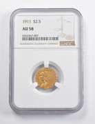 AU58 1911 $2.50 Indian Head Gold Quarter Eagle NGC