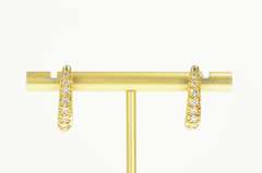 14K Yellow Gold 0.66 Ctw Diamond Semi Hoop Curved Bar Earrings