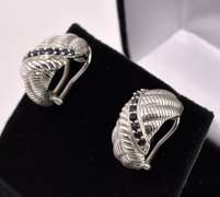 Blue Topaz Hoop Earrings In Sterling Silver