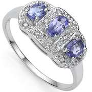 2/3 CT GENUINE TANZANITE SILVER RING