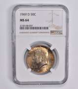 MS64 1969-D Kennedy Half Dollar NGC Insane GOLDEN Tone!