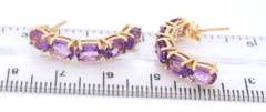 Stunning Yellow Gold oval Cut Amethyst Half Hoop Earrings