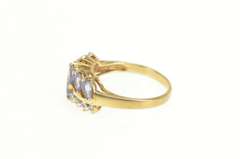 10K Yellow Gold Marquise Tanzanite Diamond Squared Band Ring
