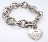Judith Ripka 925 Sterling Silver Bracelet with D Initial Charm