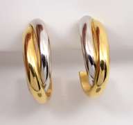 Feminine J Hoop Earrings in 14k White & Yellow