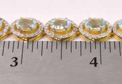 Blindingly Sparkling 36.00CTW Oval-Cut Faceted Sky Blue Topaz & 10.00CTW Diamond Necklace