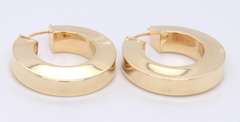 Handsome Yellow Gold Squared off Gold Hoops