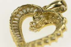 10K Yellow Gold 1.00 Ctw Baguette & Round Diamond Heart Pendant