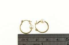 14K Yellow Gold Pearl Beaded 14.5mm Classic Statement Hoop Earrings