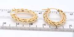 Lovely Yellow Gold Rope Chain Oval Hoop Earrings