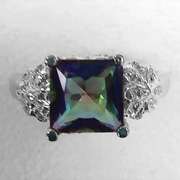 1.50 CT BLUE MYSTIC GEMSTONE SILVER RING