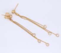 Elegant Yellow Gold Cubic Zirconia Dangle Earrings